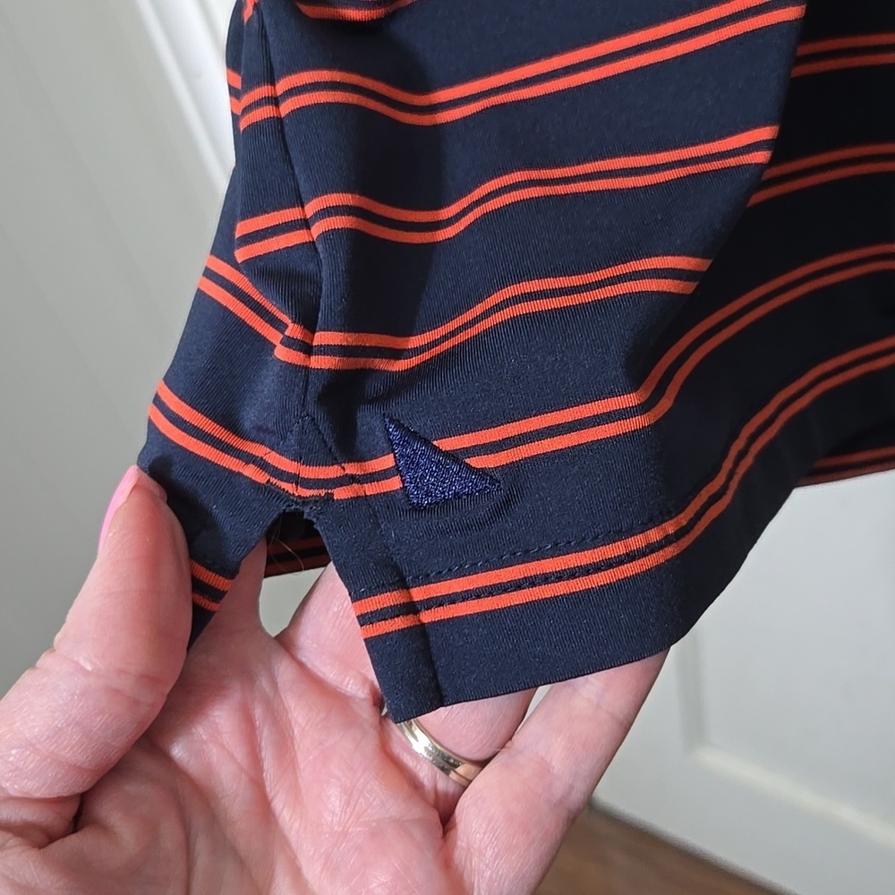 UNTUCKit Men's Navy and Orange Cronos Striped Polo Shirt XL - Picture 3 of 6
